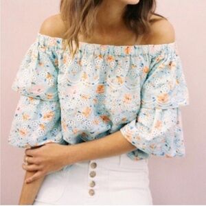 Anthropologie LAIA Ashtabula boho floral off the shoulder top sz M medium